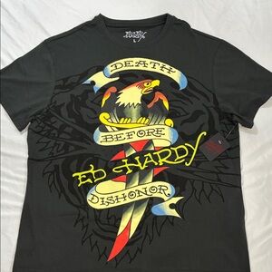 NWT Ed Hardy Men's Death Before Dishonor large Tee with Eagle tattoo Graphic